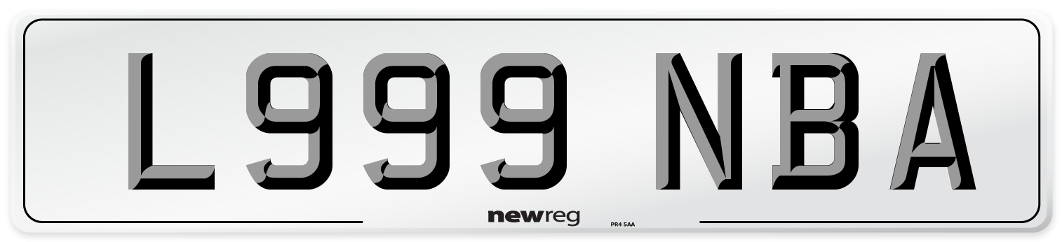 L999 NBA Number Plate from New Reg